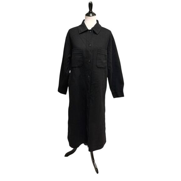 MASSIMO DUTTI Oversized Handmade Wool Winter Luxury Coat Black EUC Size Medium - Picture 1 of 8